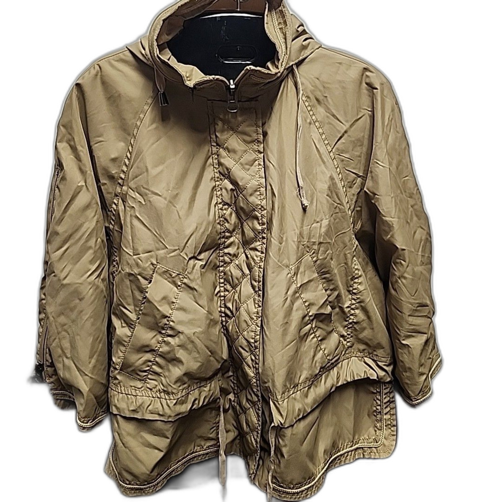 Urban Outfitters BDG Tan 3/4 Sleeve Hooded Parka Utility Jacket Womens Sz S